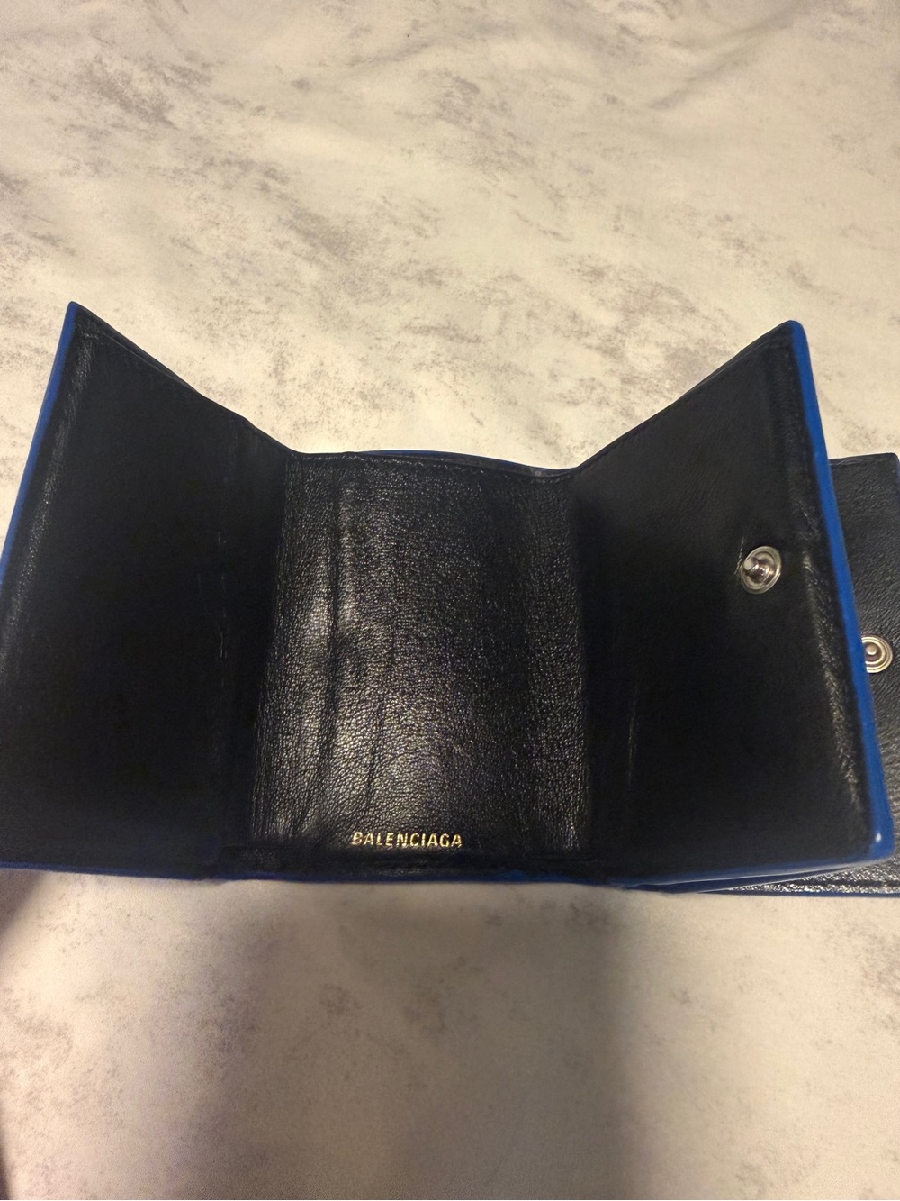 BALENCIAGA COMPACT BLUE LEATHER WALLET VGUC - Picture 7 of 10